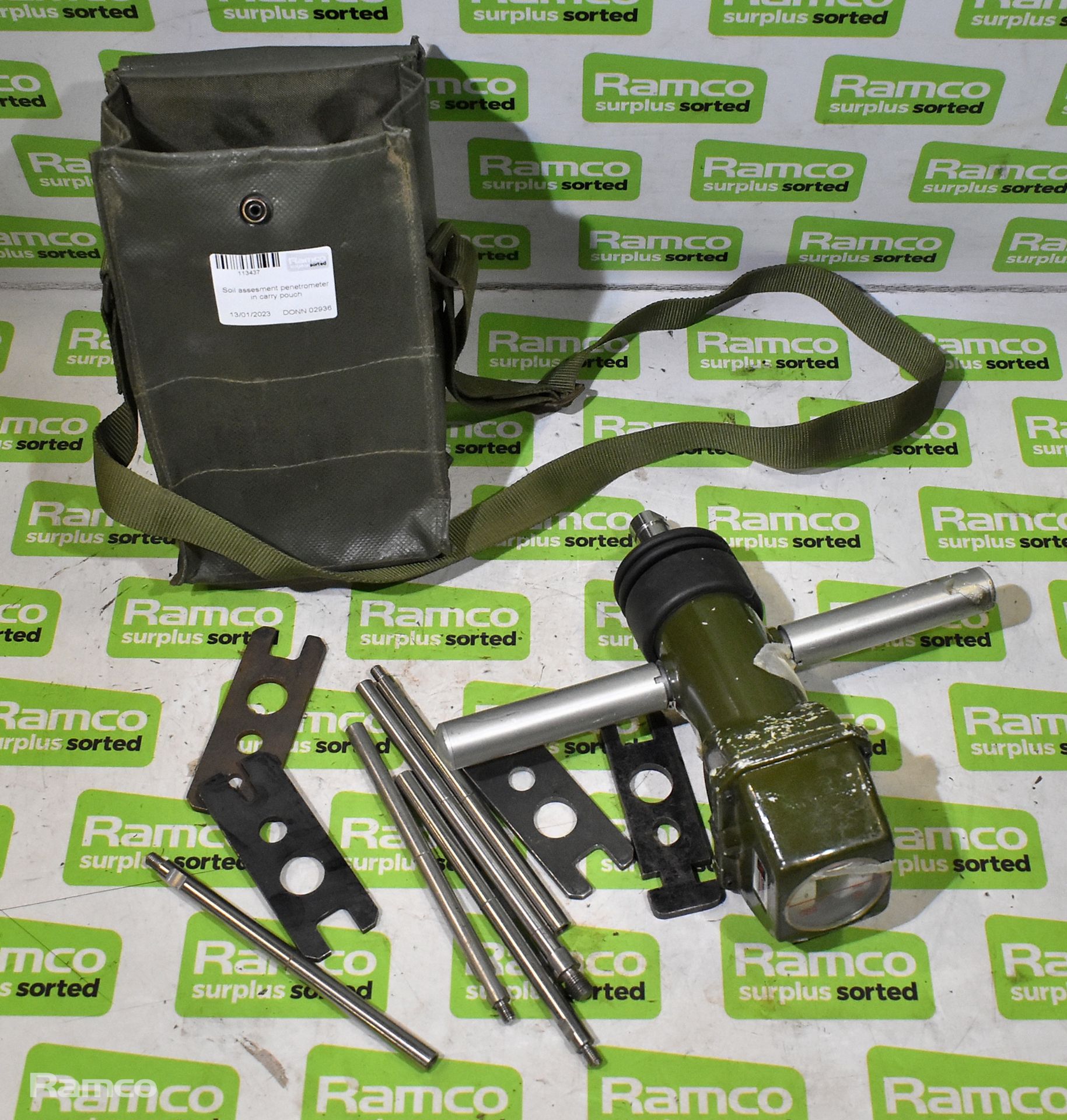 Soil assessment penetrometer in carry pouch