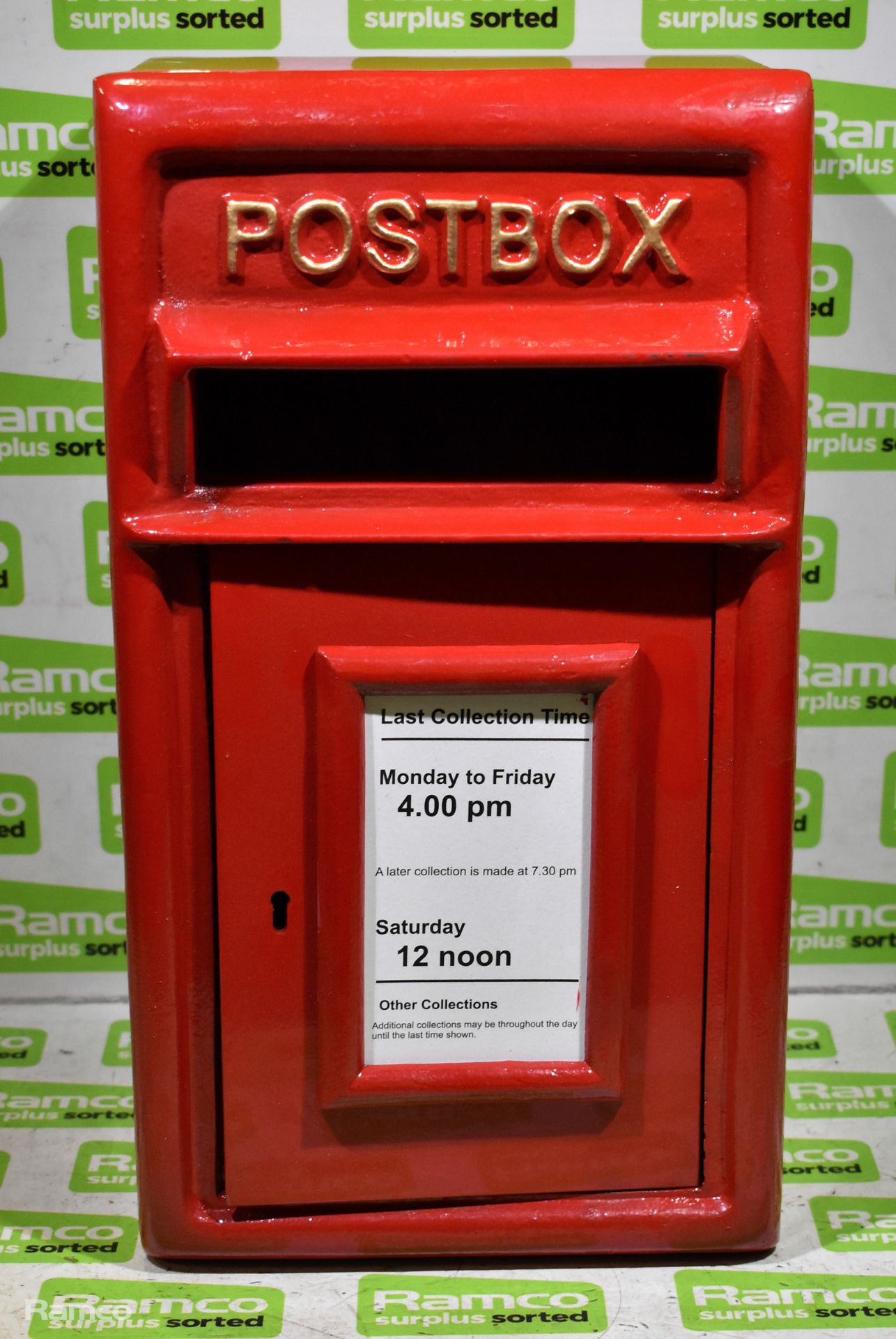 Cast steel red post box - novelty H 40 x W 20 x L 20 cm