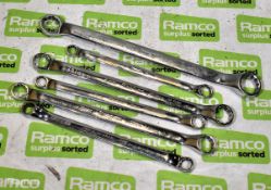 Snap-On ring spanners, mixed sizes, 6 pieces