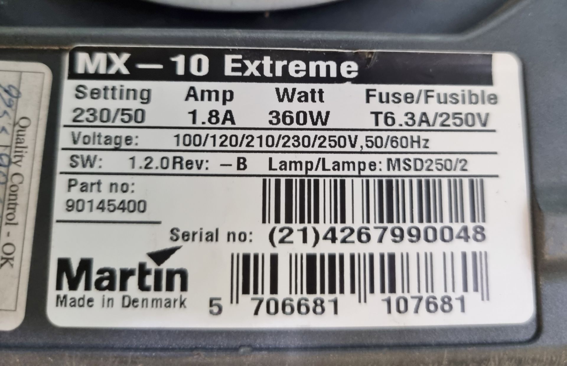 Martin MX 10 Lighting 250W discharge scanner with 12 replaceable colors, 8 interchangeable indexed - Image 3 of 6