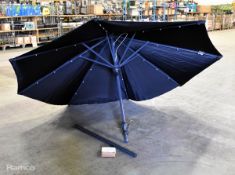 John Lewis 2.7m adjustable parasol with bluetooth speaker and LED lights, black - untested boxed