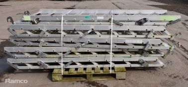 5x sets of Universal 9 tread aluminium scaffolding stairs with guard rails