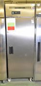 Hoshizaki HRE-600A-HC-C stainless steel single door upright fridge - 690mm W