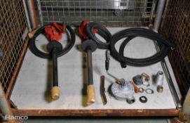 3x Hand driven rotary hand pumps with non metallic hose