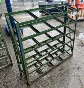 Workshop engineering green 6-tier steel racking / shelving unit - L 135 x W 33 x H 120 cm