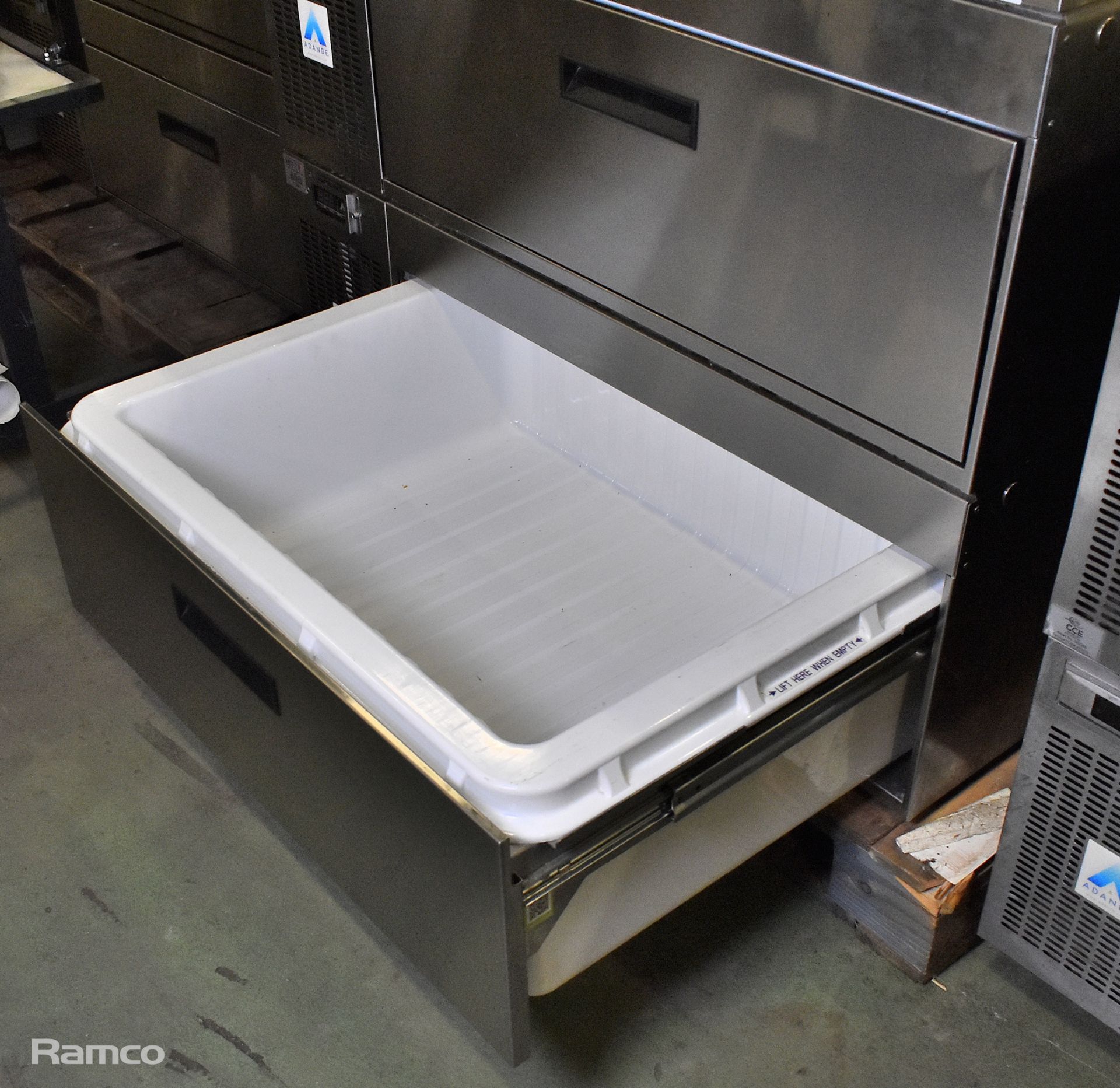 Adande stainless steel double drawer counter fridge - 240V - L110 x W70 x H92cm - Image 2 of 4