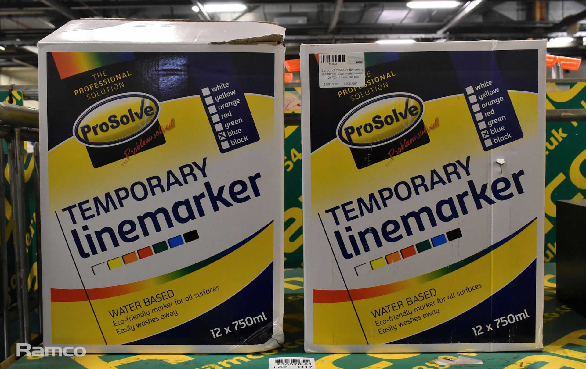 2x boxes of ProSolve temporary linemarker - blue - water-based - 12 x 750ml cans per box - Image 4 of 4