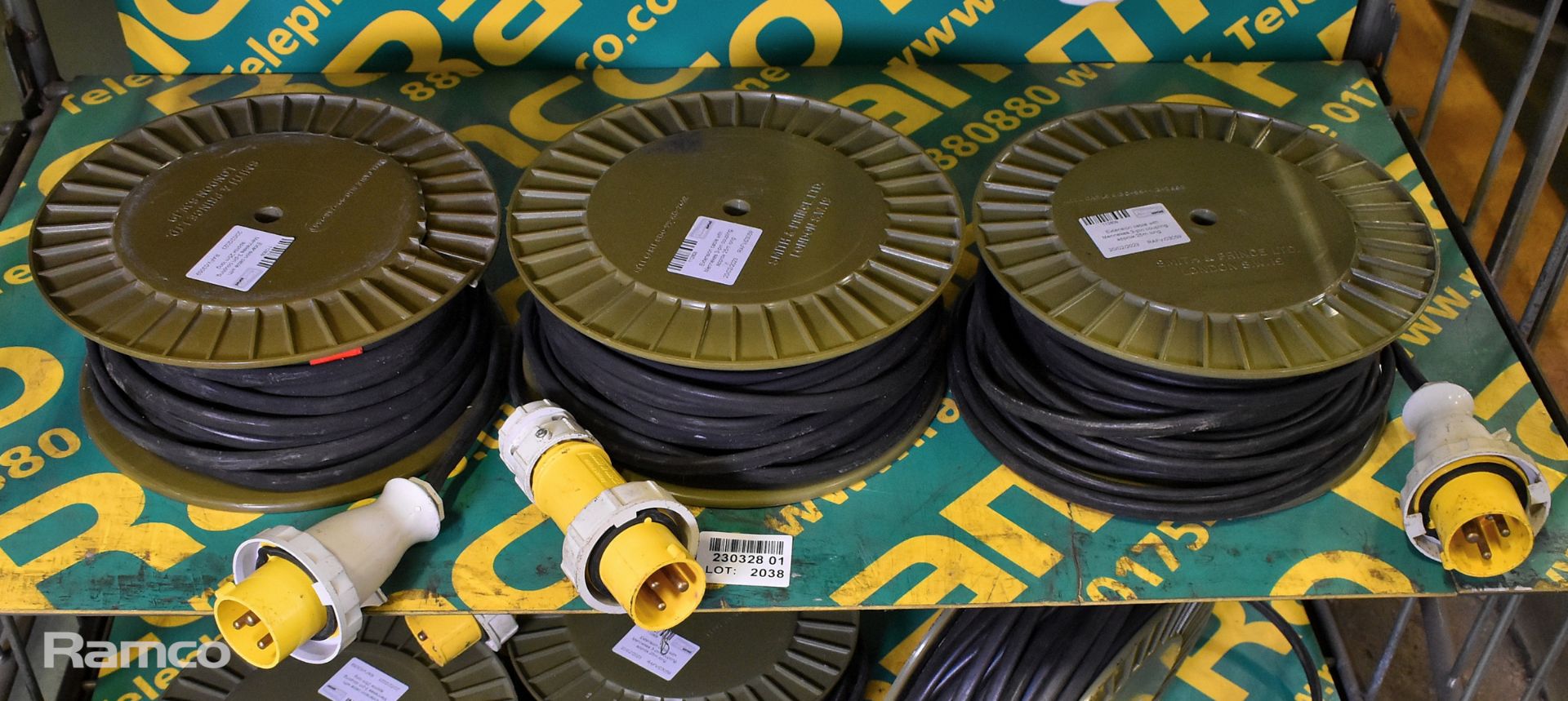 3x Extension cables with Mennekes 3-pin coupling, approx 25m long