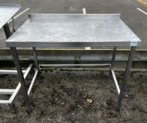 Stainless steel table with upstand - dimensions: 107 x 67 x 90cm
