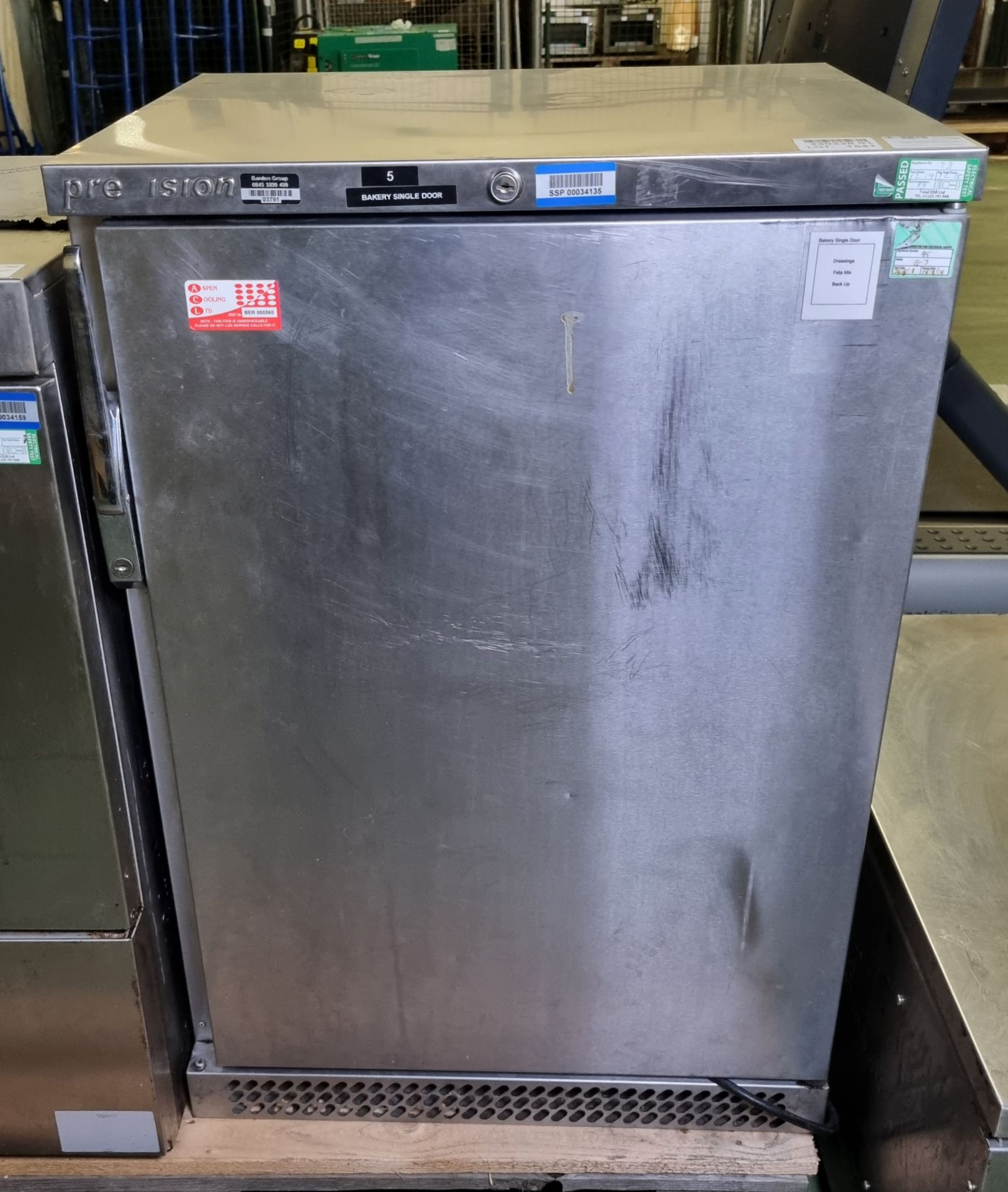 Precision BBS600 stainless steel single door fridge - 600mm W