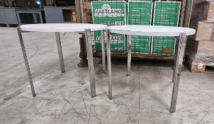 2x Small round tables occasional chrome bases with white top - 615mm dia.