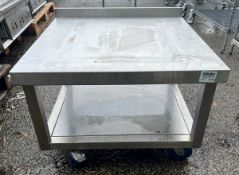 Stainless steel 2 tier trolley with upstand - dimensions: 70 x 70 x 55cm