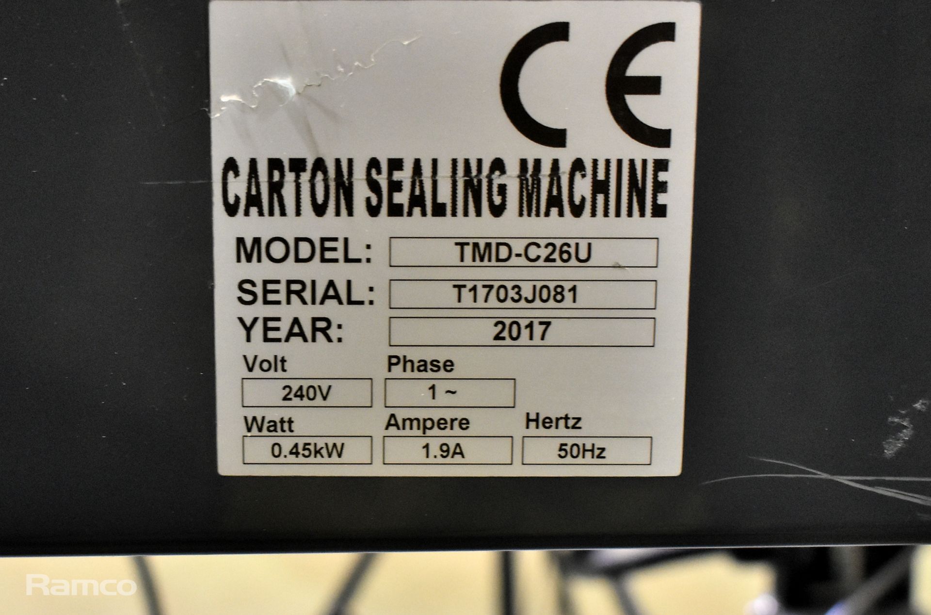 Extend TMD-C26U box / carton sealing machine - serial number T1703J081 - 2017 model - 240v - 1ph - Image 9 of 10