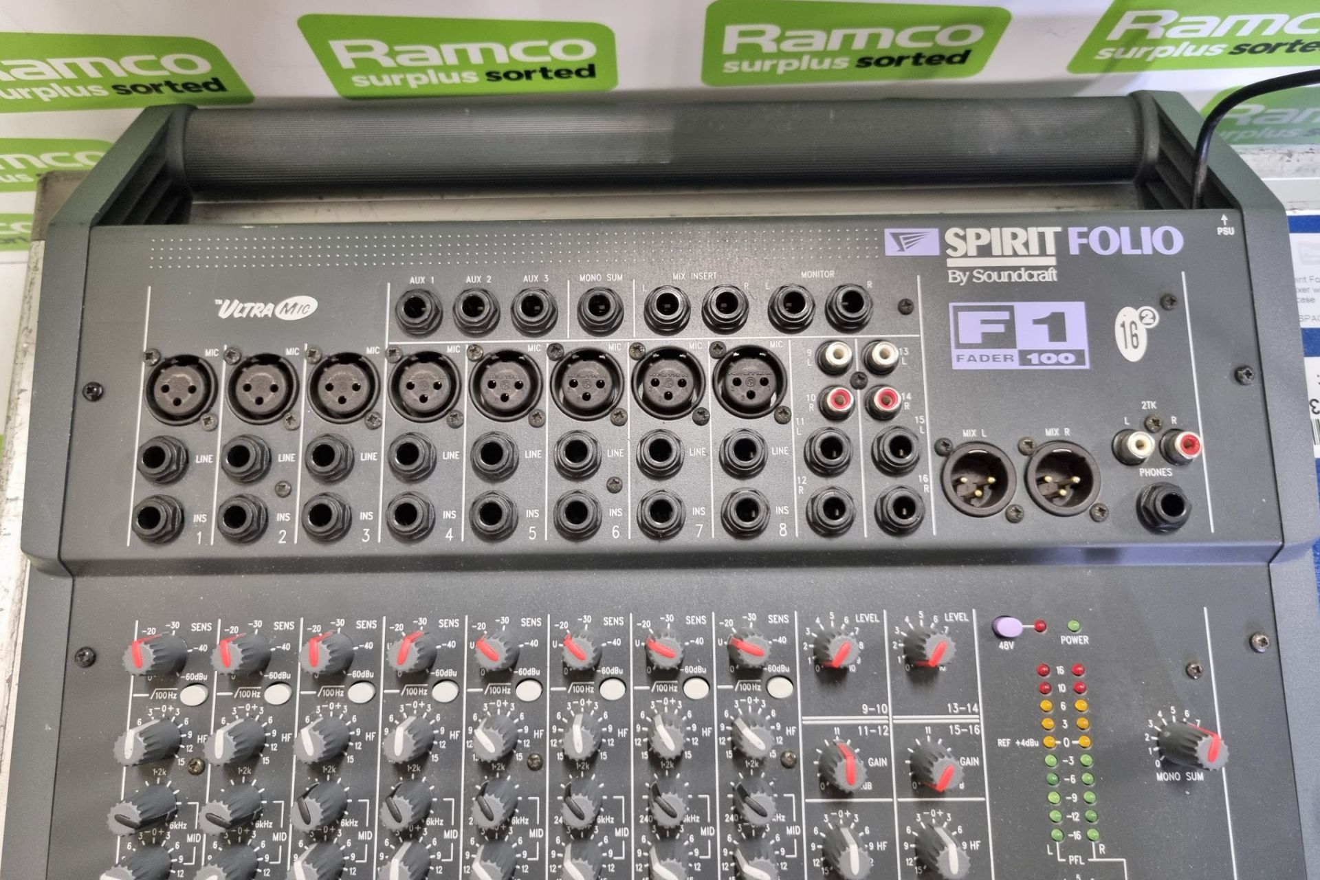 Soundcraft Spirit Folio 8 channel audio mixer with PSU in flight case - Image 3 of 5