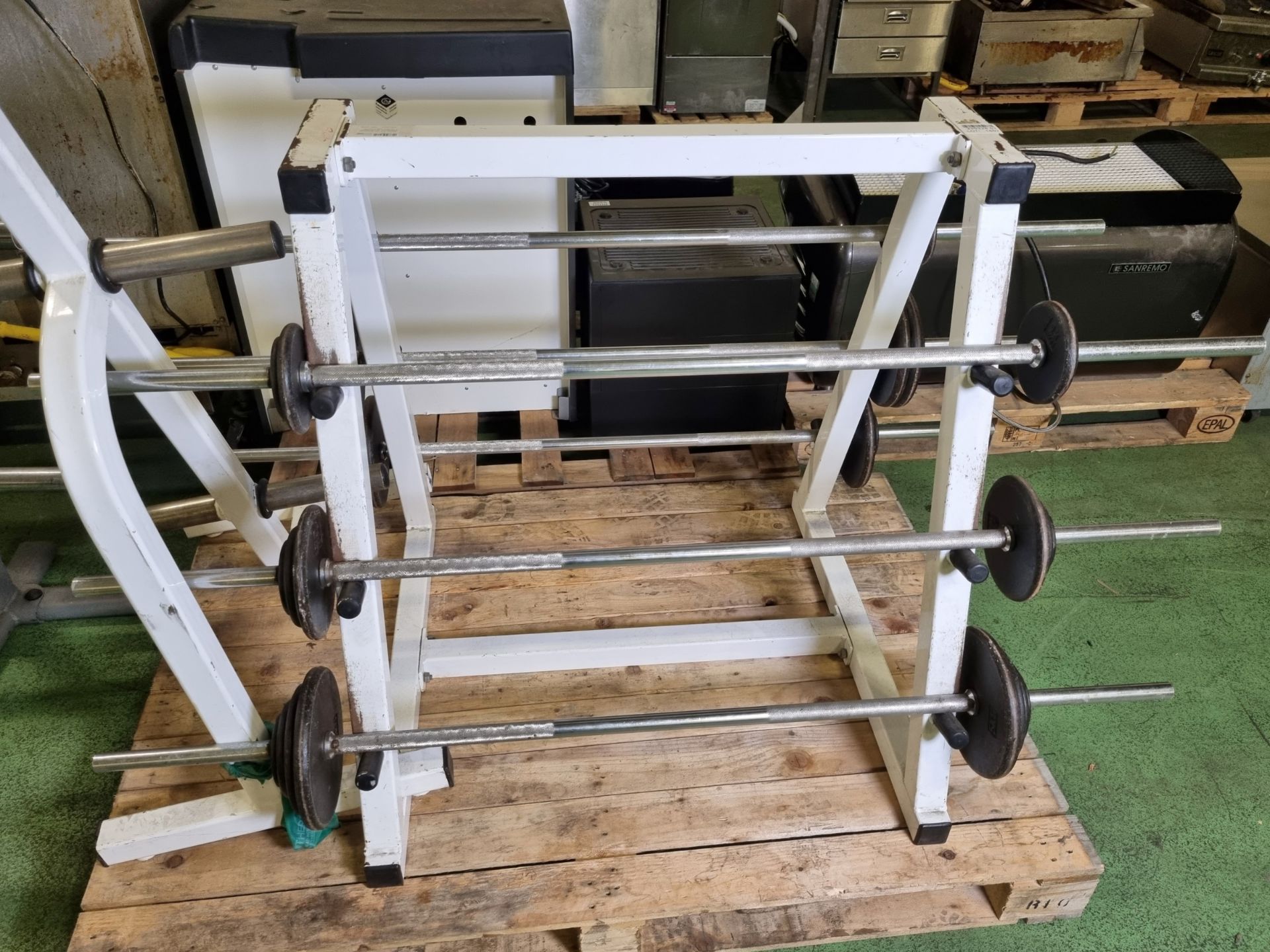 Metal weight rack - L50 x W79 x H126cm, Barbell rack with assortment of barbells in various weights - Image 3 of 4
