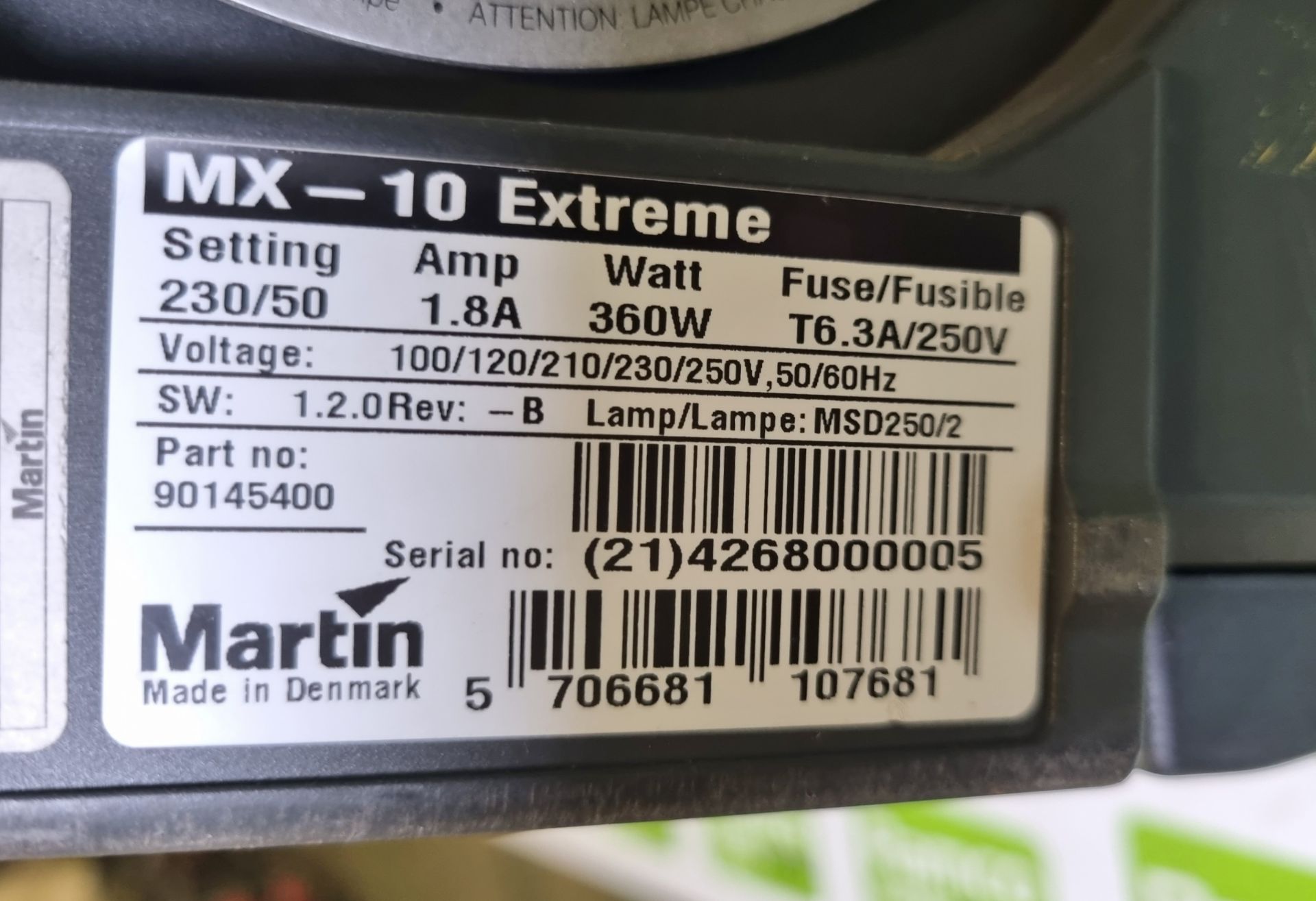 Martin MX 10 Lighting 250W discharge scanner with 12 replaceable colors, 8 interchangeable indexed - Image 4 of 6