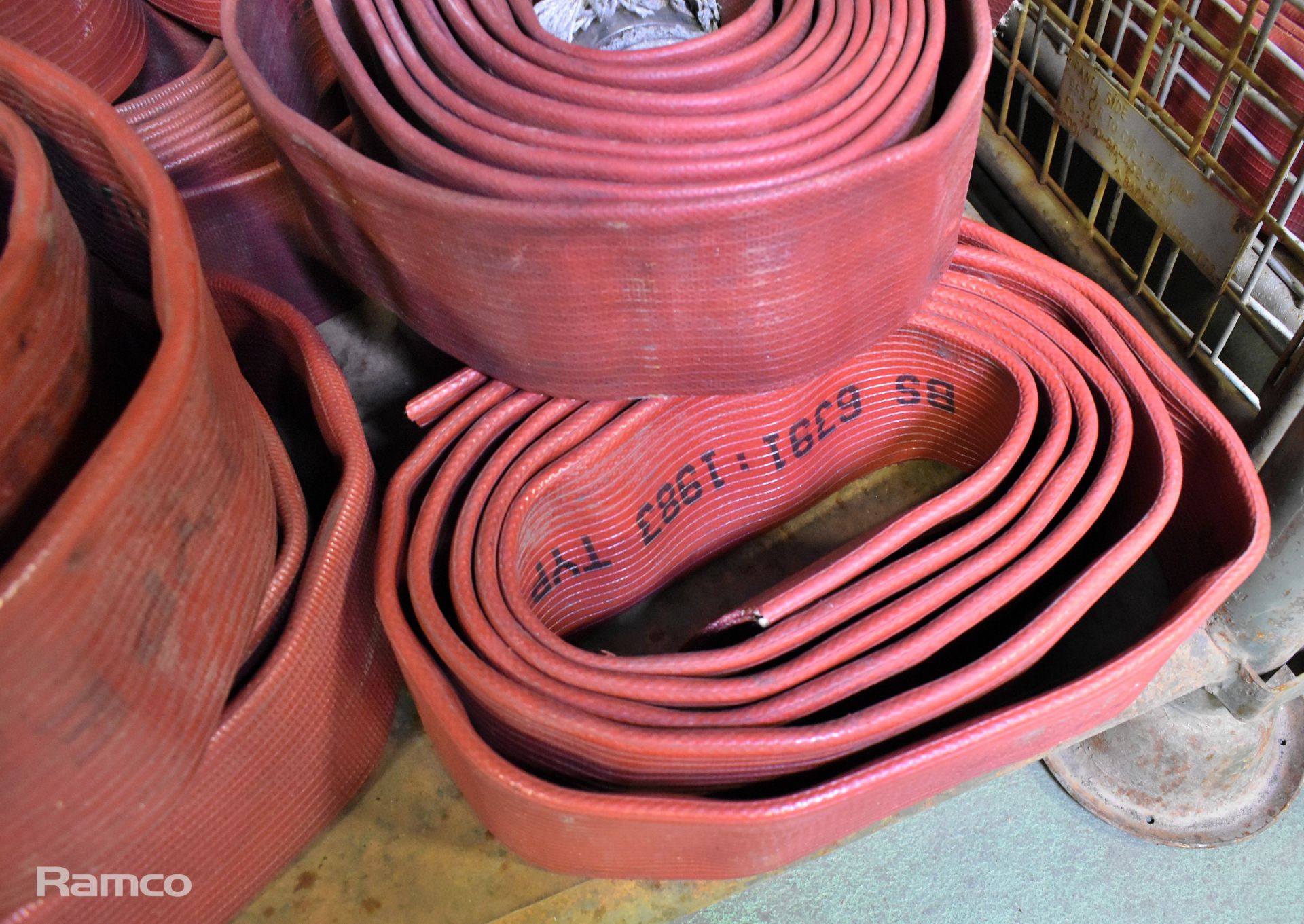 16x red layflat fire hoses - mixed sizes - some missing couplings - Image 2 of 3