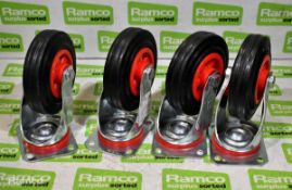 4x Wicke 125/37.5-50 rubber castor wheels