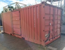 20ft open side storage/shipping container (RED) - IN NEED OF REPAIR