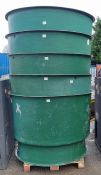 5x Large green fiberglass tubs - approx size: 145cm diameter and 110cm tall