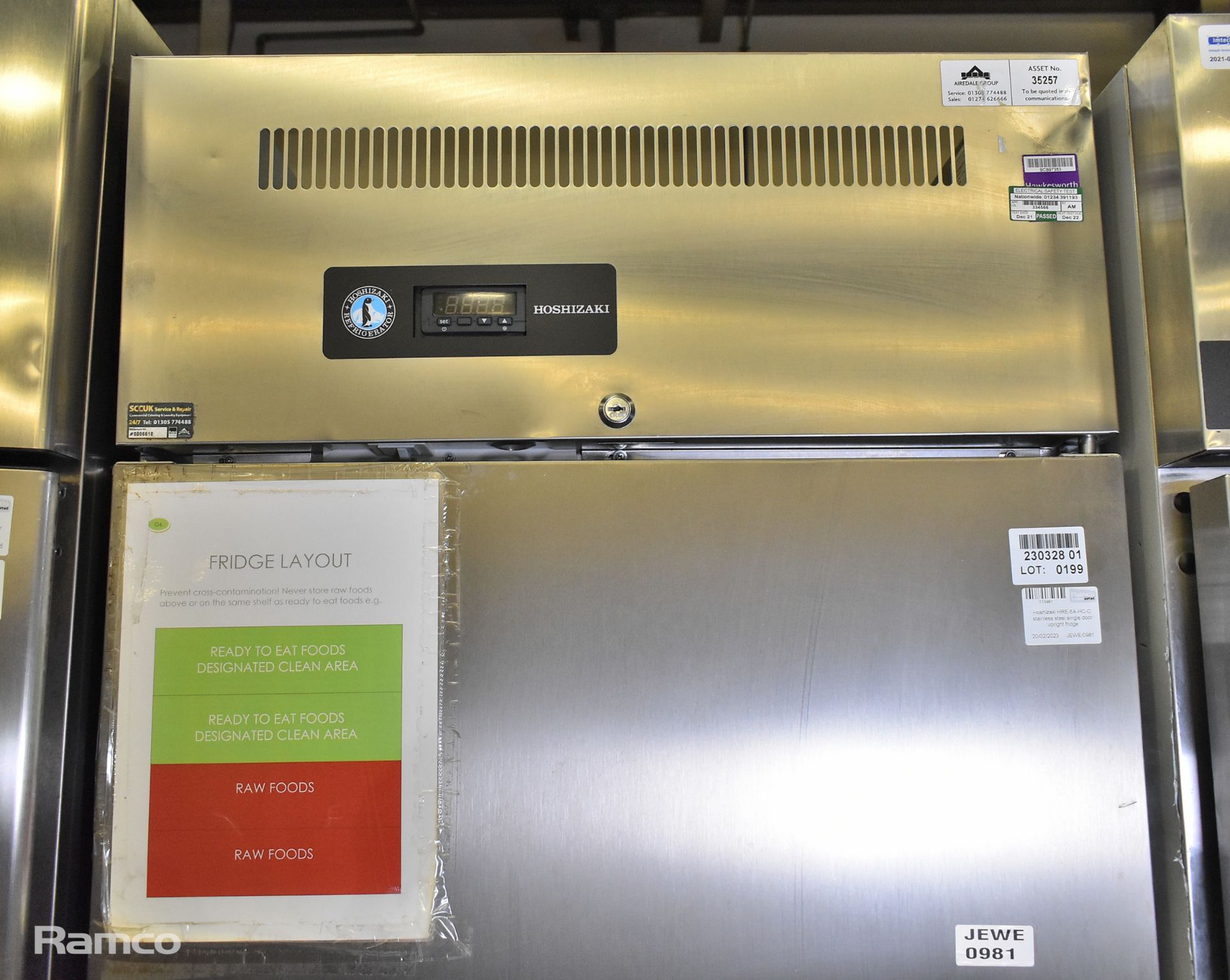 Hoshizaki HRE-600A-HC-C stainless steel single door upright fridge - 690mm W - Image 5 of 5