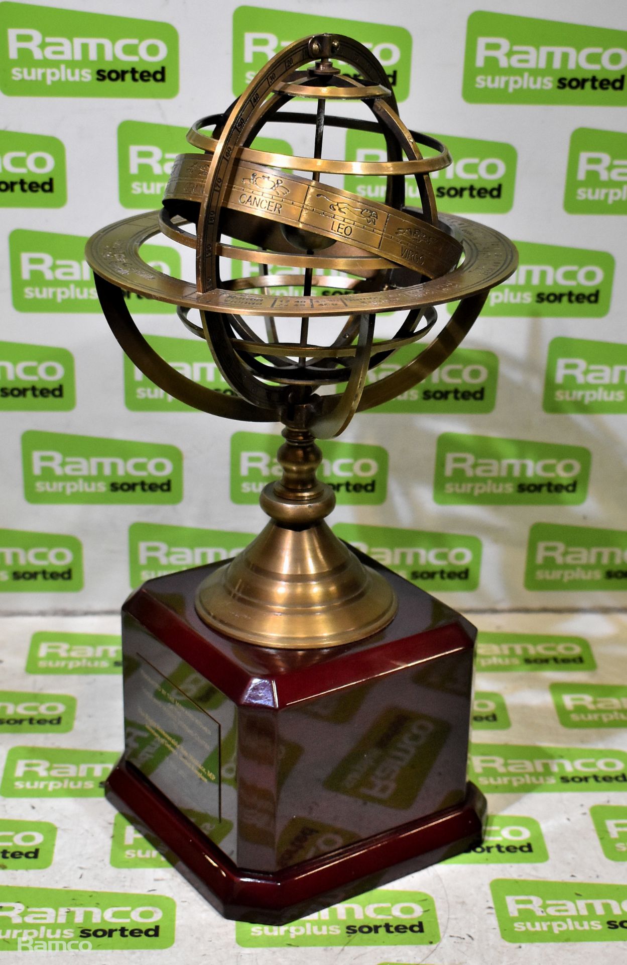 Brass coloured Armillary sphere trophy