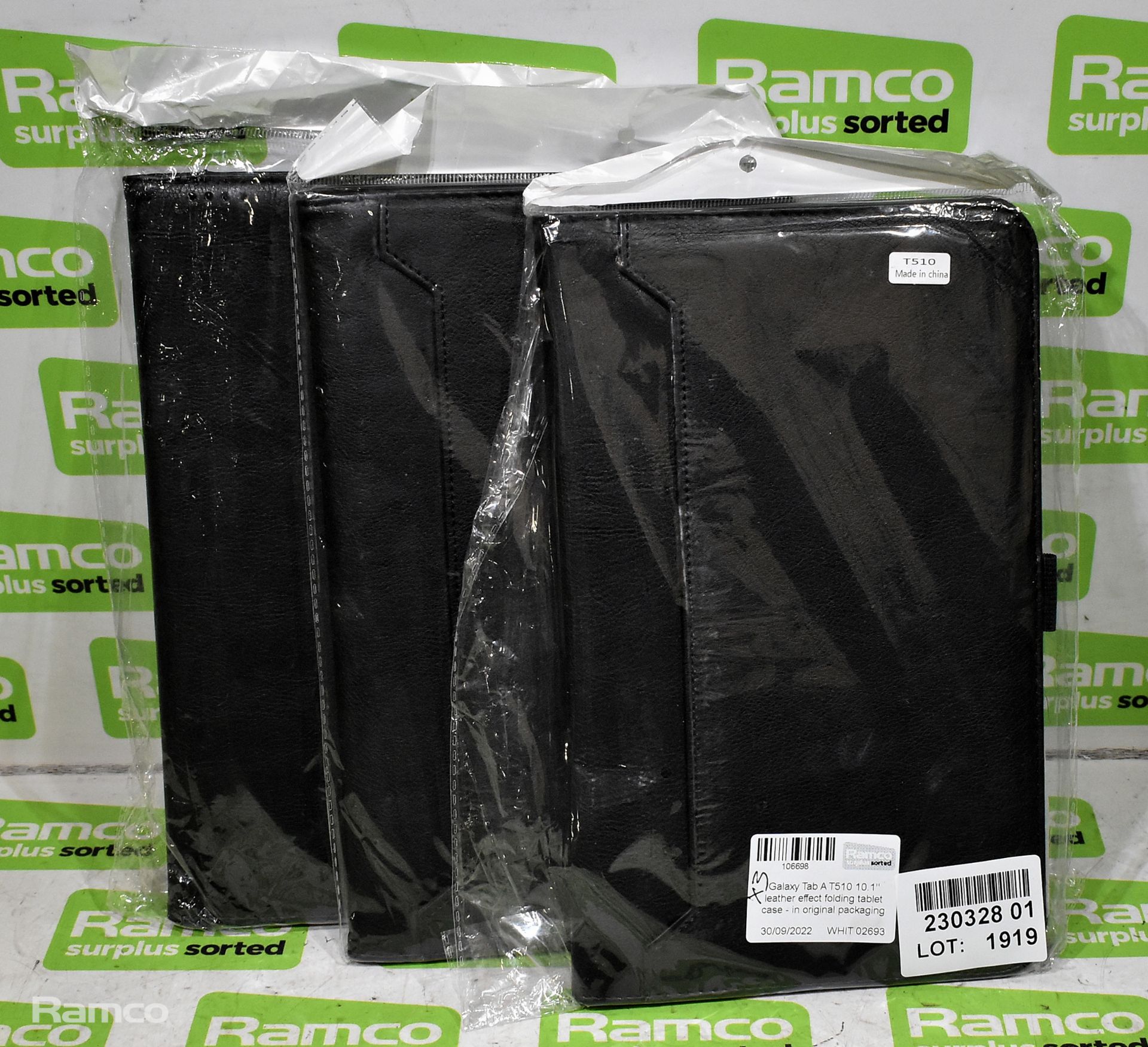 3x Galaxy Tab A T510 10.1 inch leather effect folding tablet cases - in original packaging