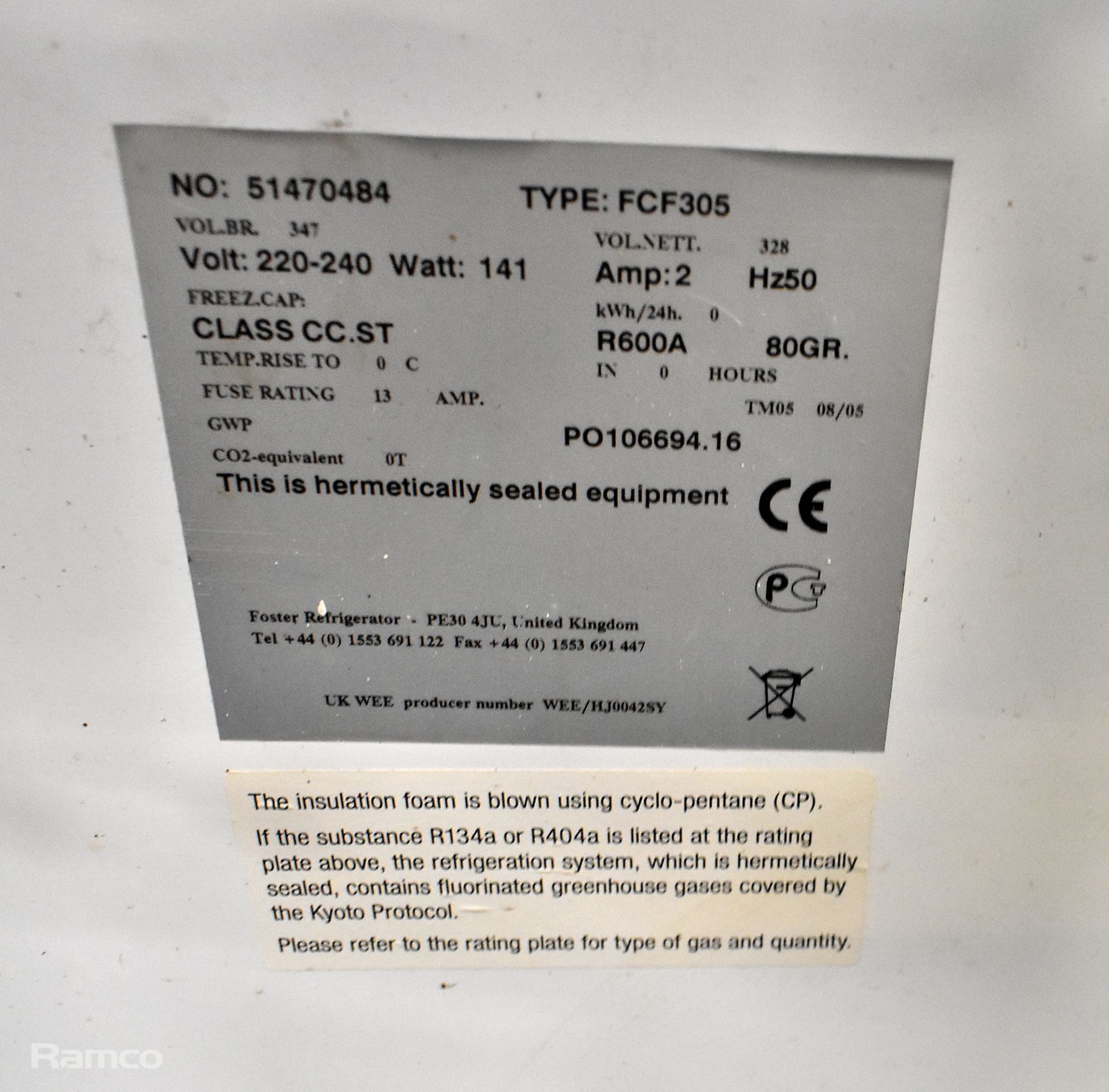 Foster FCF305 Chest freezer - 220/250V 50Hz - L107 x W74 x H85cm - Image 6 of 6