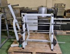 Metal weight rack - L50 x W79 x H126cm, Barbell rack with assortment of barbells in various weights