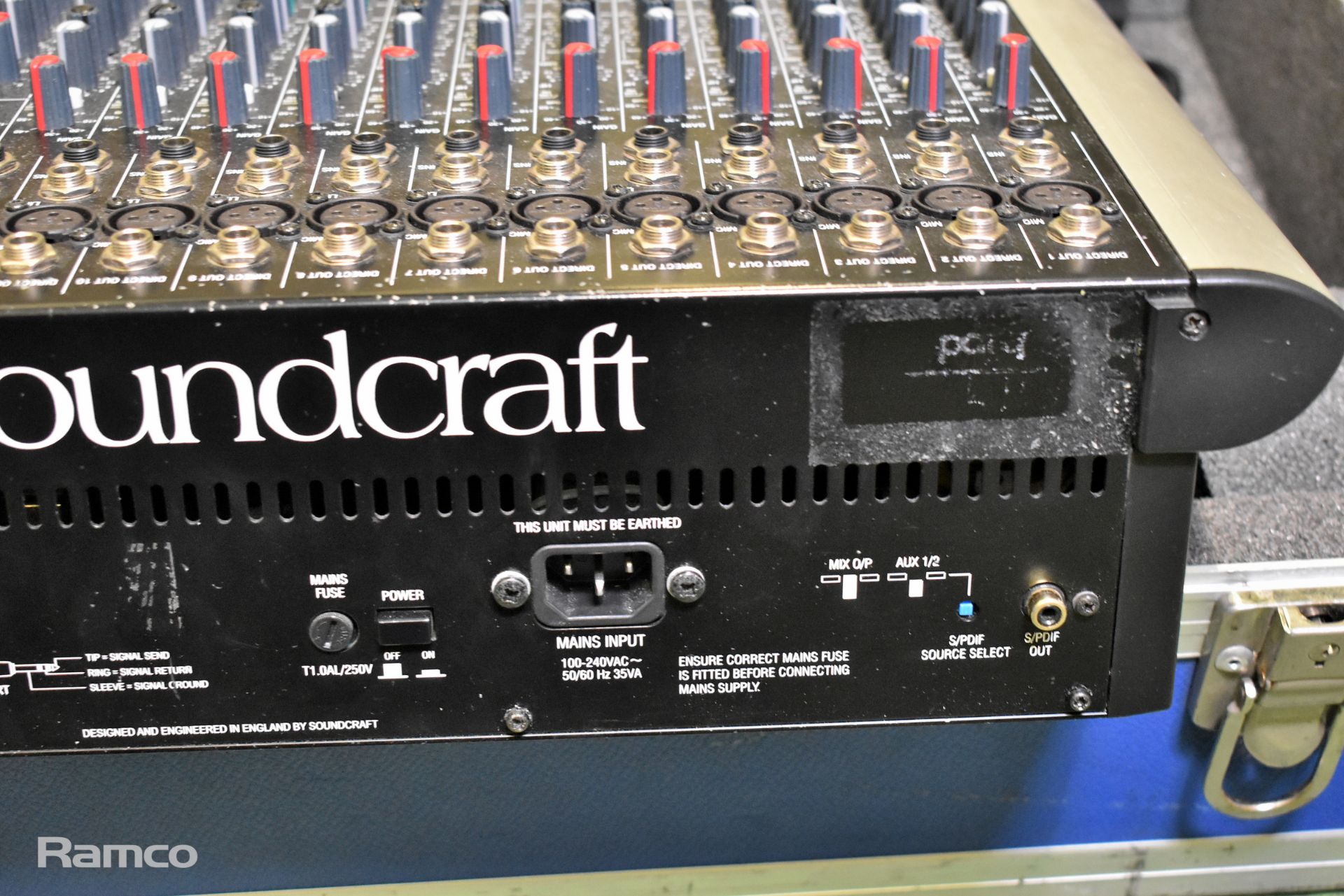 Soundcraft Spirit M12 12 channel audio mixer in flight case - Image 5 of 6