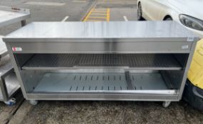 Parry stainless steel counter with storage space, no doors - 180 x 65 x 90cm