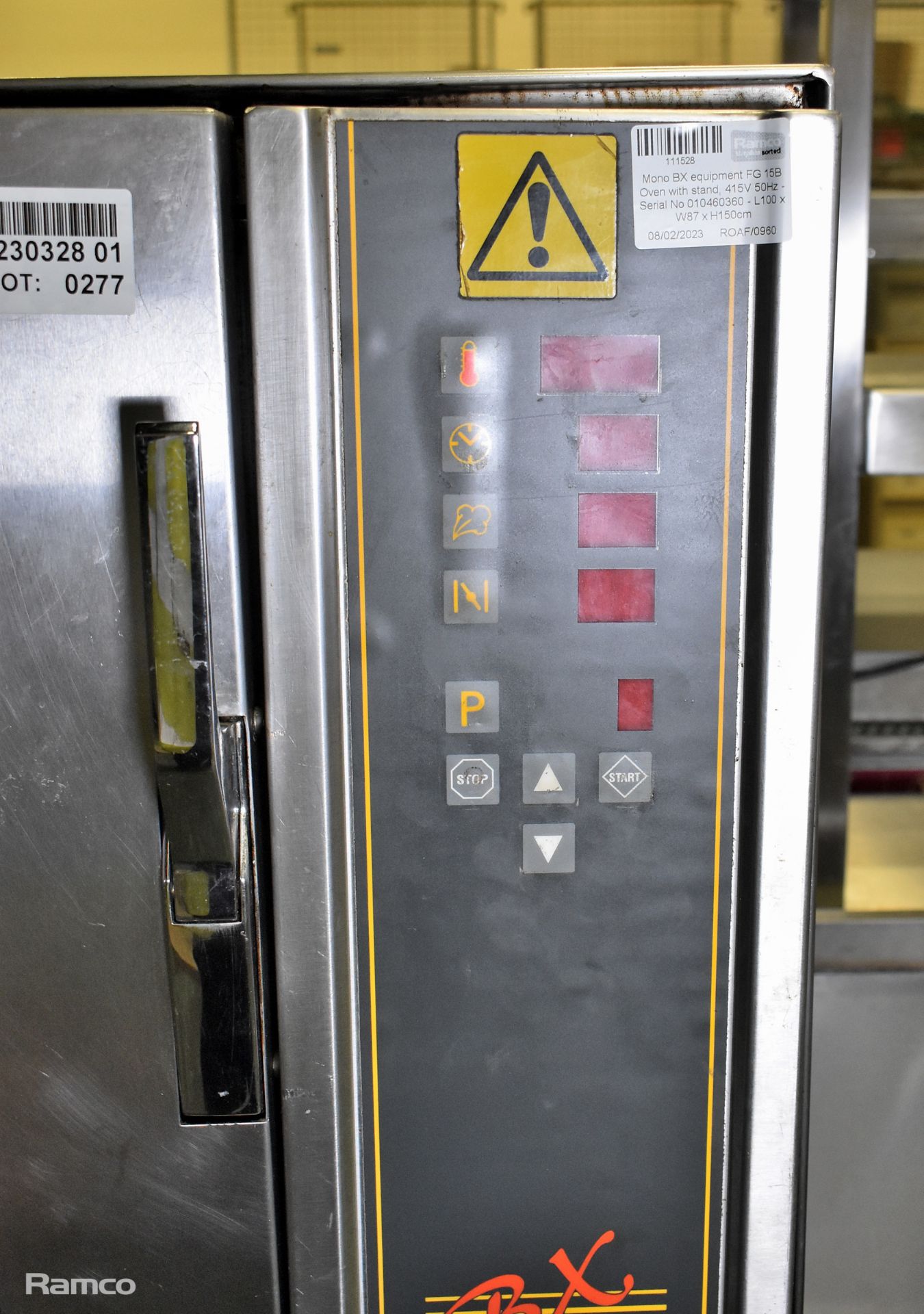 Mono BX equipment FG 15B Oven with stand, 415V 50Hz - Serial No 010460360 - L100 x W87 x H150cm - Image 5 of 7