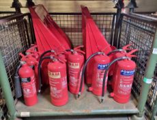 12x Fire extinguishers (6x CO2, 3x Powder, 3x Foam), 6x double stands