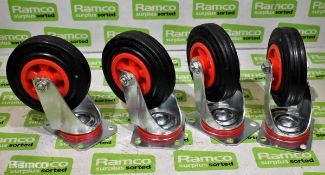 4x Wicke 125/37.5-50 rubber castor wheels