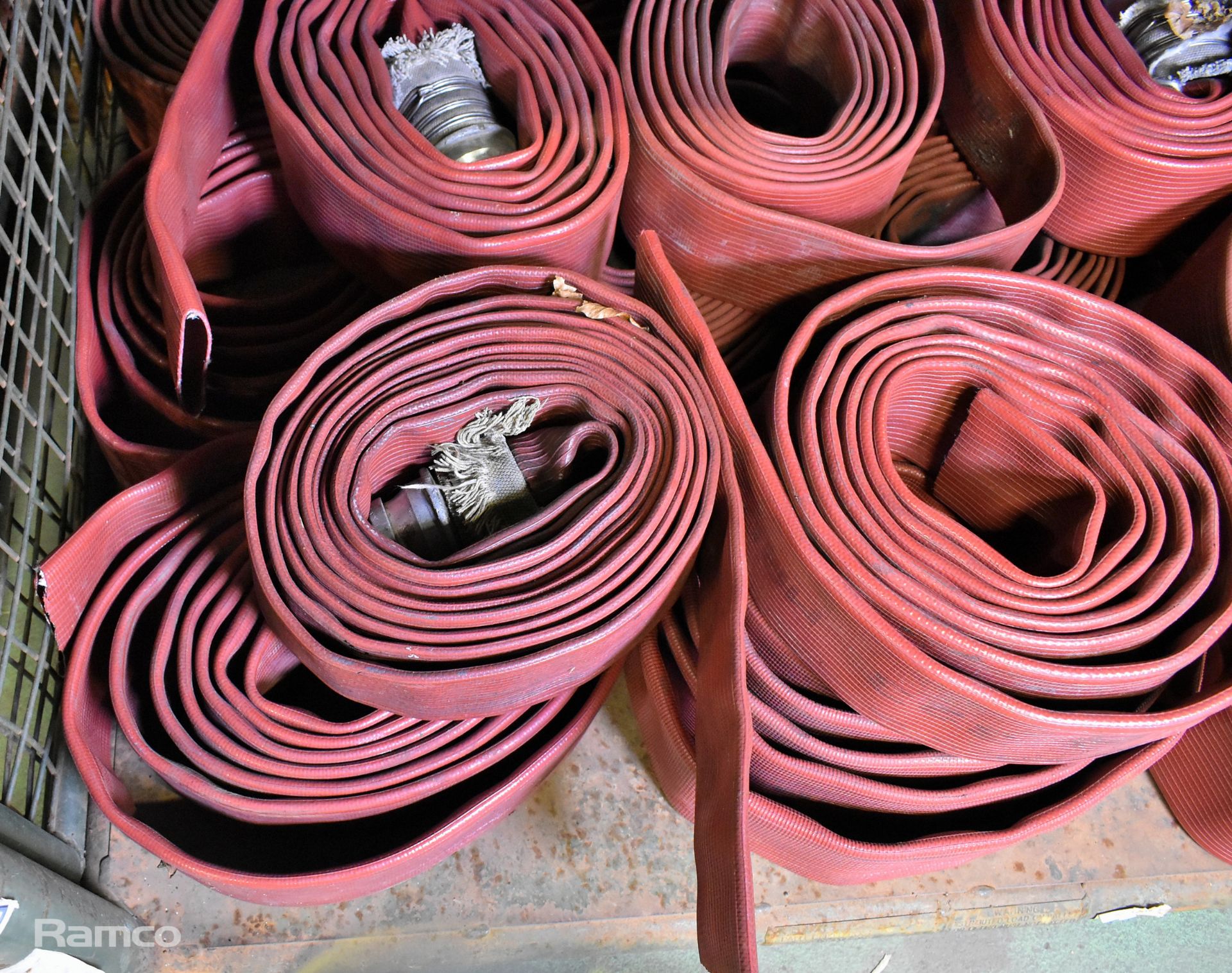 16x red layflat fire hoses - mixed sizes - some missing couplings - Image 3 of 3