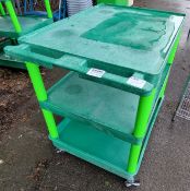 Luxor 3 tier green plastic trolley - dimensions 88 x 61 x 85cm