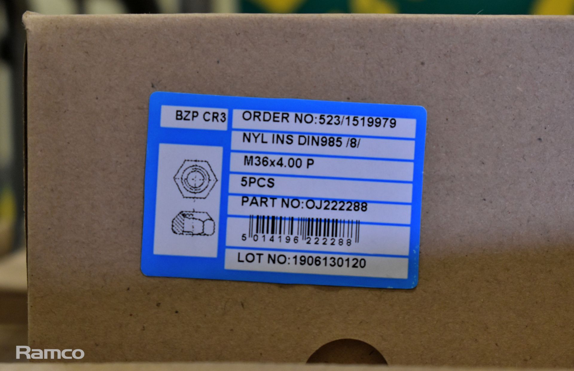 2x boxes of 36 mm nylon thread locking nuts- 6 packs per box - 5 nuts per box - Image 6 of 6