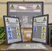 Safety signage and labels for water purification unit (WPU) equipment and supplies