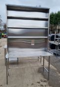 Stainless steel preparation table with back piece and shelves - 157 x 66 x 250cm