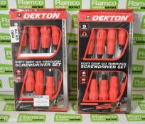 2x Dekton soft grip screwdriver sets - 9 pieces per set