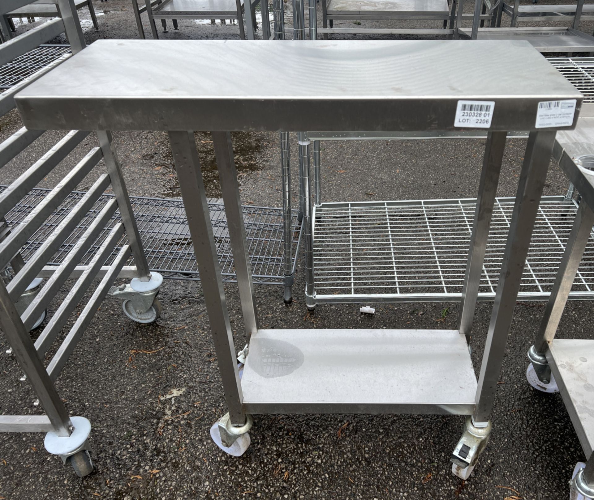 Stainless steel 2 tier portable unit - L80 x W30 x H91cm