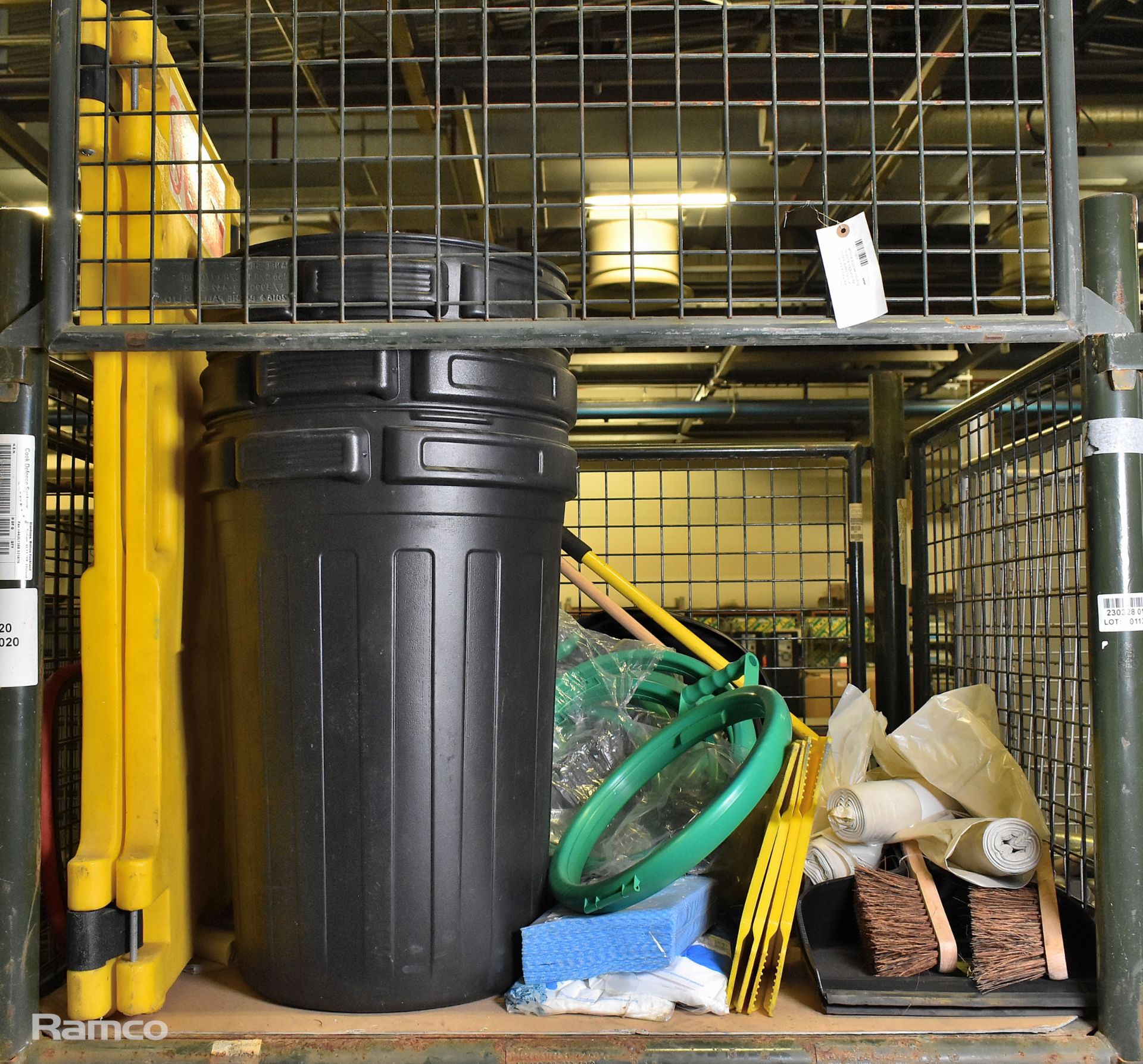 Janitorial supplies - dustbins, bags, litter pickers, sweeping brush, dustpans, signage