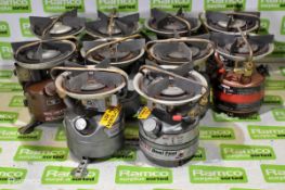 10x Coleman mini dual fuel stoves - see pictures for models & types