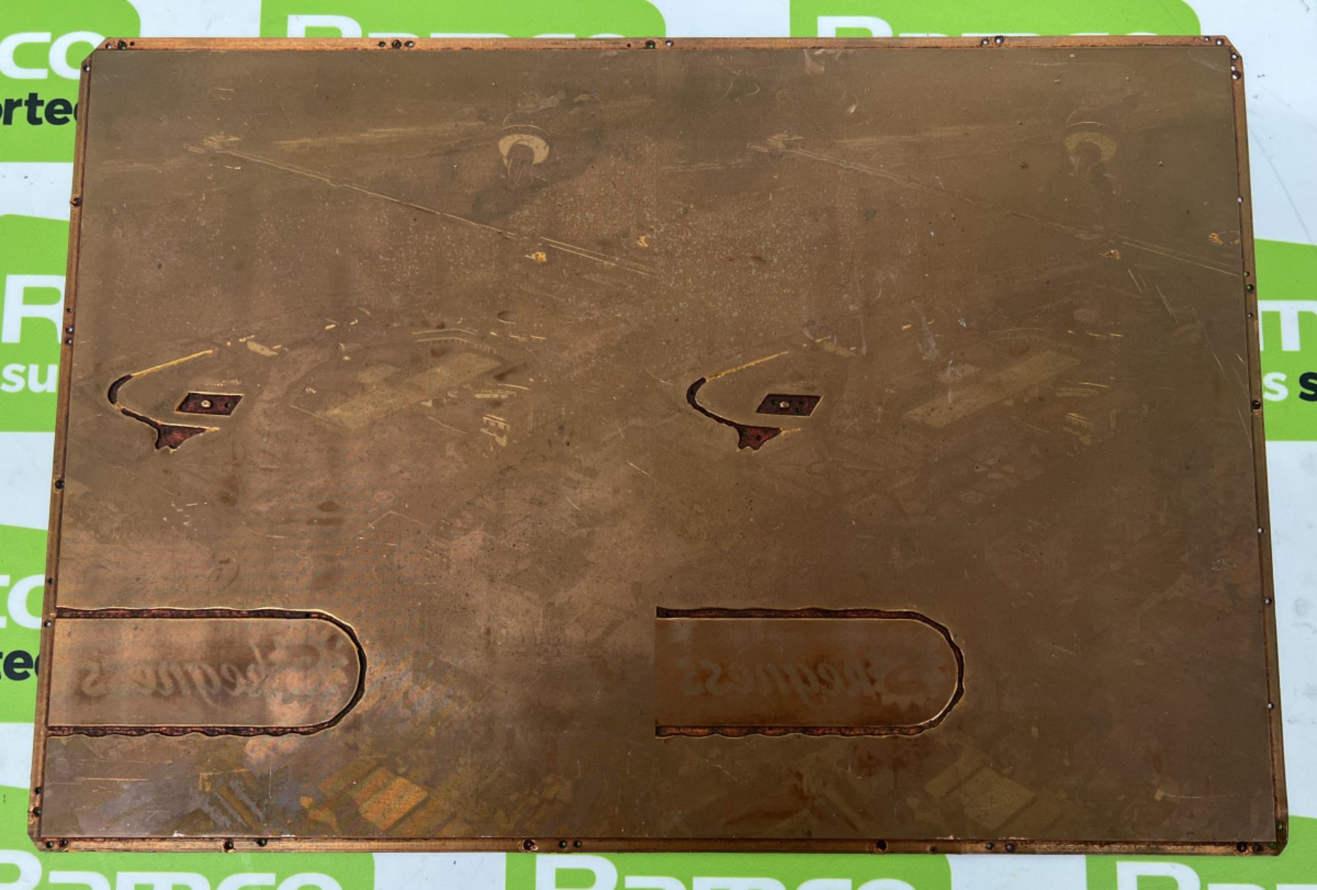Printing plate with 2 duplicated images showing aerial view of Skegness - overall size 36 x 25 x 0.5
