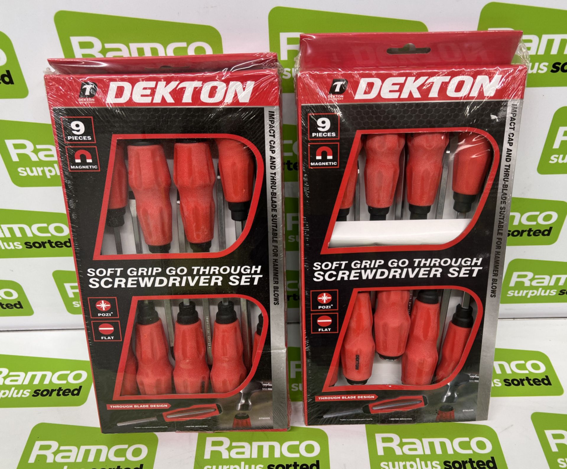 2x Dekton soft grip screwdriver sets - 9 piece per set