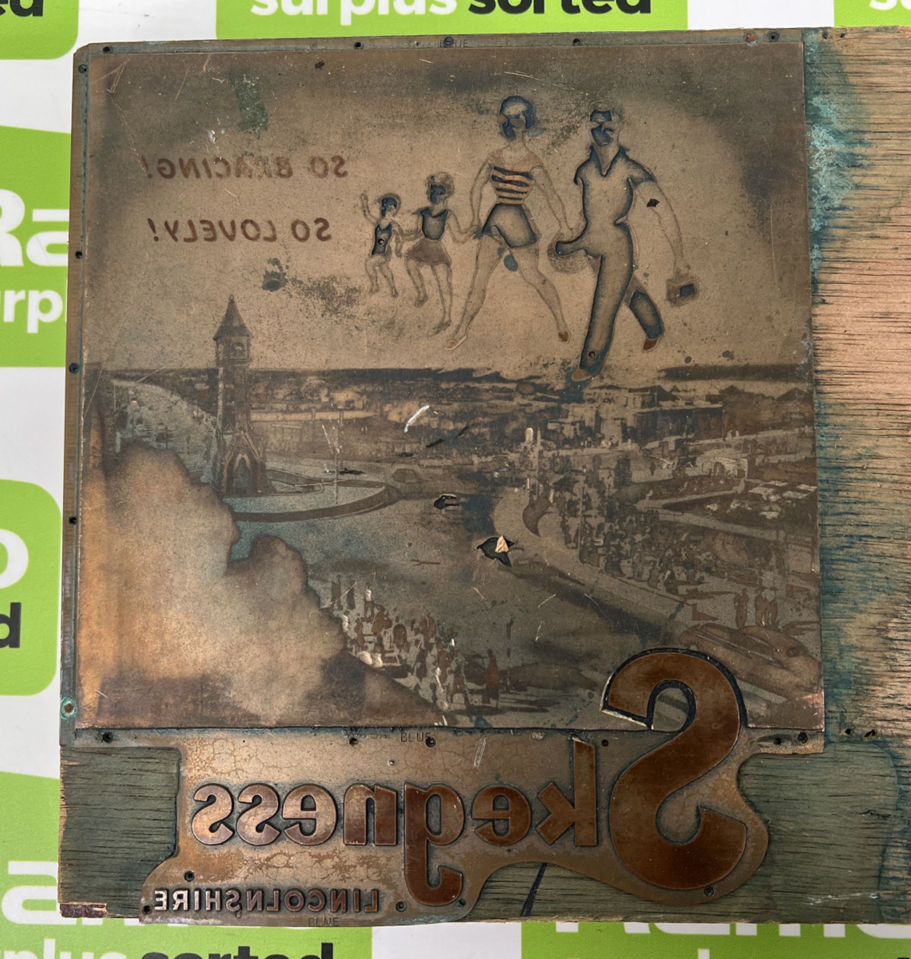 Printing plate with slogan ' So bracing, so lovely, Skegness, Lincolnshire' - 1mm max depth - Image 2 of 4
