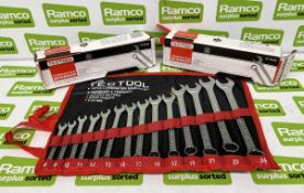 3x Tectool CT0198 8-24mm combination spanner sets - 14 pieces per set