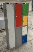 Probe multi coloured padlock style locker (unlocked) with spare locks - W 915 x D 300 x H 1780mm