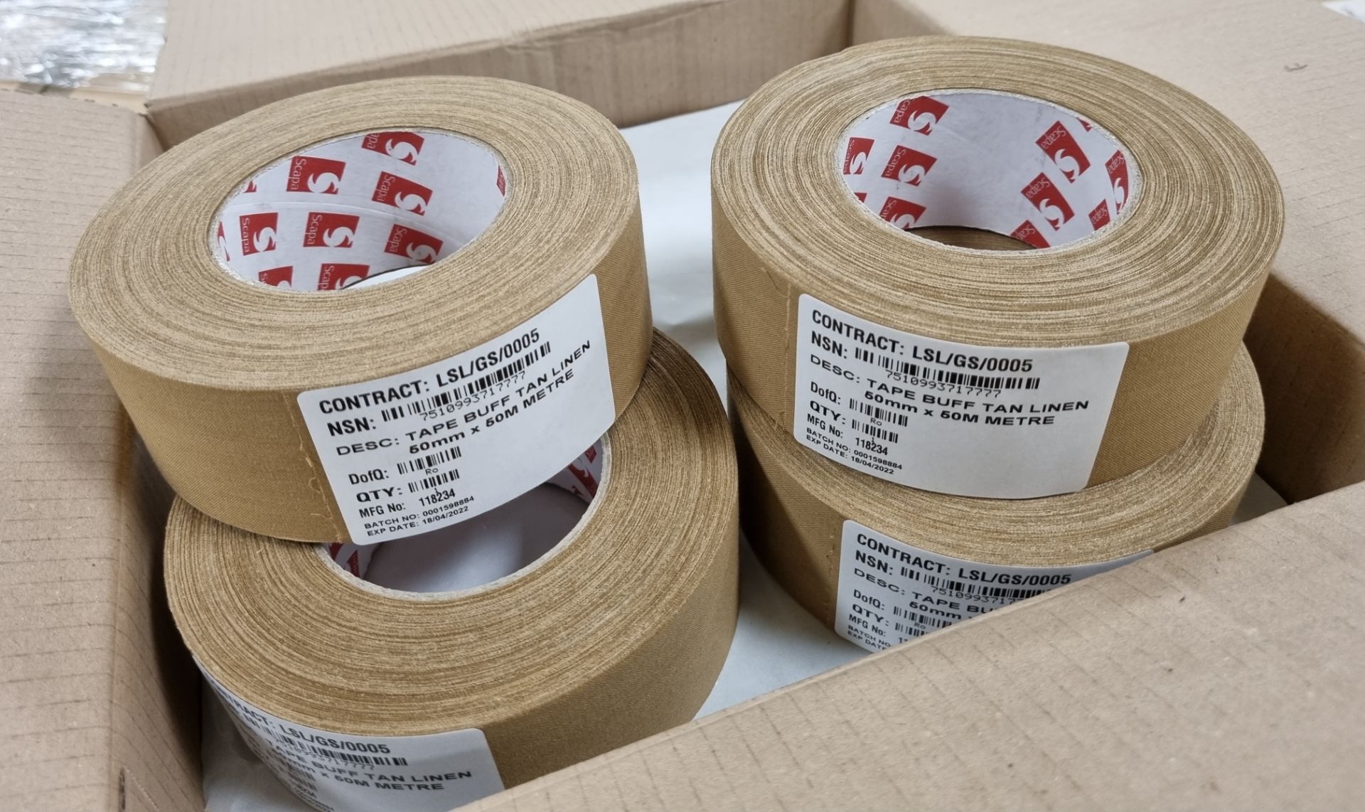 33x boxes of Scapa 3302 Beige adhesive cloth tape - 50mm x 50M length - 16 rolls per box - Image 4 of 4