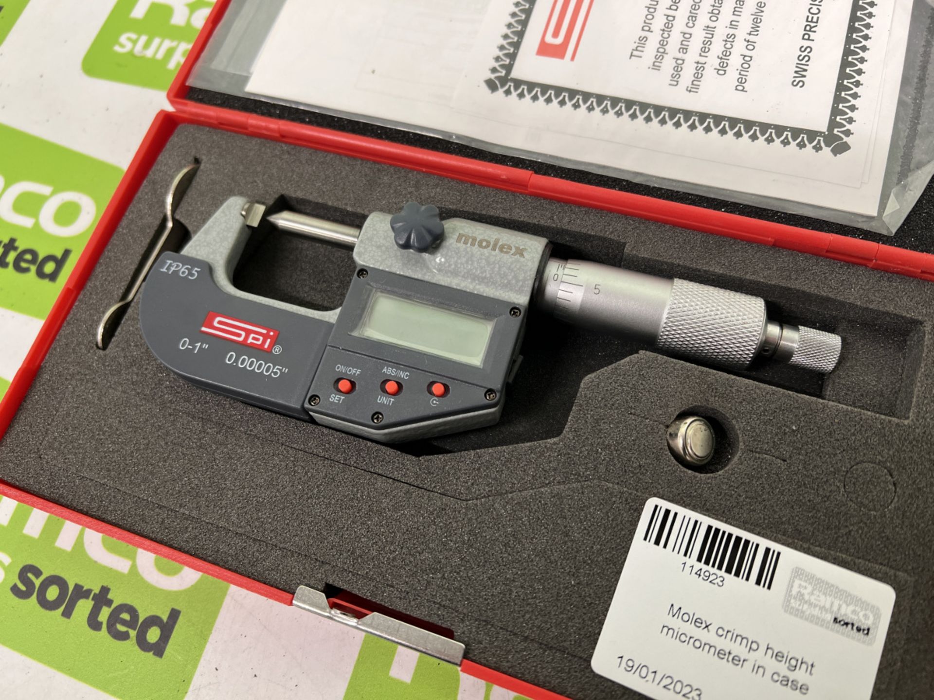 Molex crimp height micrometer in case - 0.1 inch - 0.00005 inch - Image 3 of 4